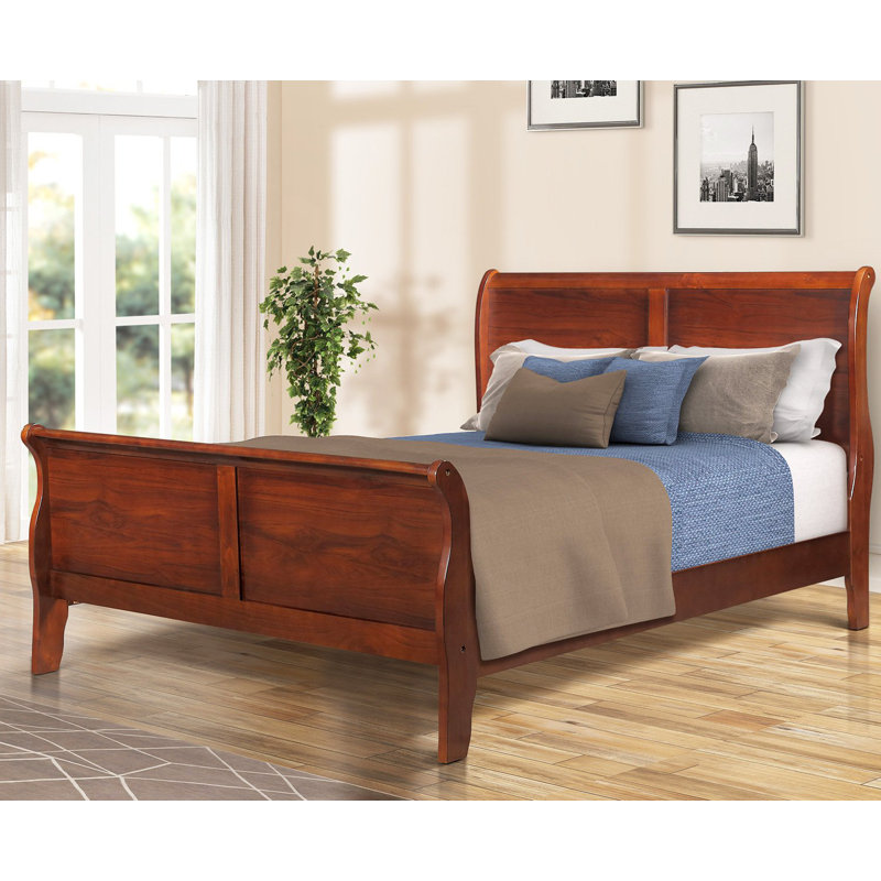 Red Barrel Studio Margarette Queen Solid Wood Low Profile Sleigh Bed